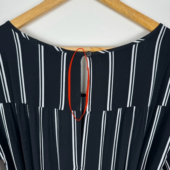 Sparkz Copenhagen Short Sleeve Crop Wide Leg Jumpsuit Black White Stripe Small - Picture 15 of 15